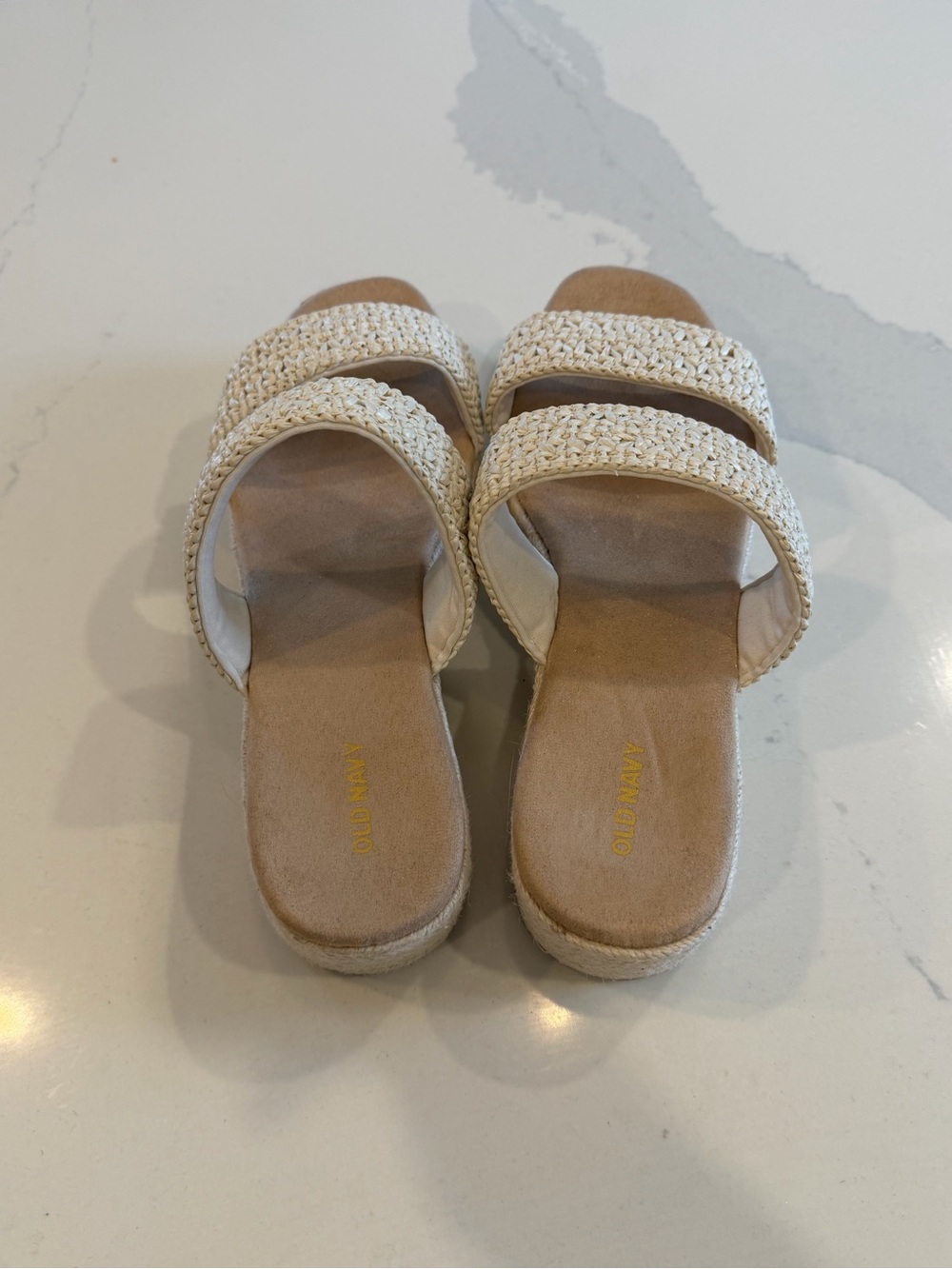 Old Navy Cream Espadrille Platform Sandals Size 10 - Picture 3 of 5